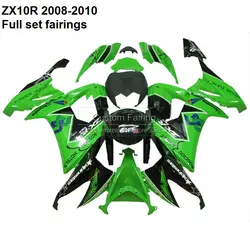 モーターサイクルフェアリングキット,カワサキzx10r 100% 10 ninja 2008 2009用ボディキット,グリーン/ブラック2010,[xx001],ZX-10R