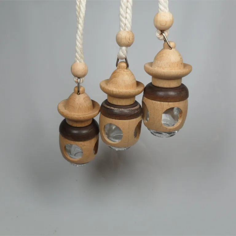 

100pcs 5ML car ornaments for sale / perfume bottle glass for car / wood pendant empty bottle of car wholesale