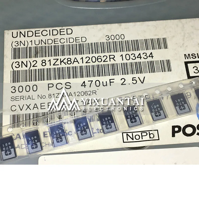 

100pcs original 2R5TPE470M9 2.5V 470UF SMD