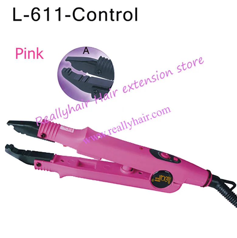 Free shipping Black or Pink Loof Hair Extension Fusion Iron L-611-Control Hair Extension Tool Kits