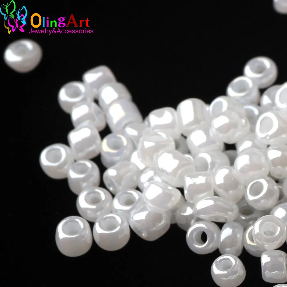 OlingArt 2MM 45g/lot Glass Seed Beads Transparent white Lustered round spacer DIY Bracelet choker necklace jewelry making