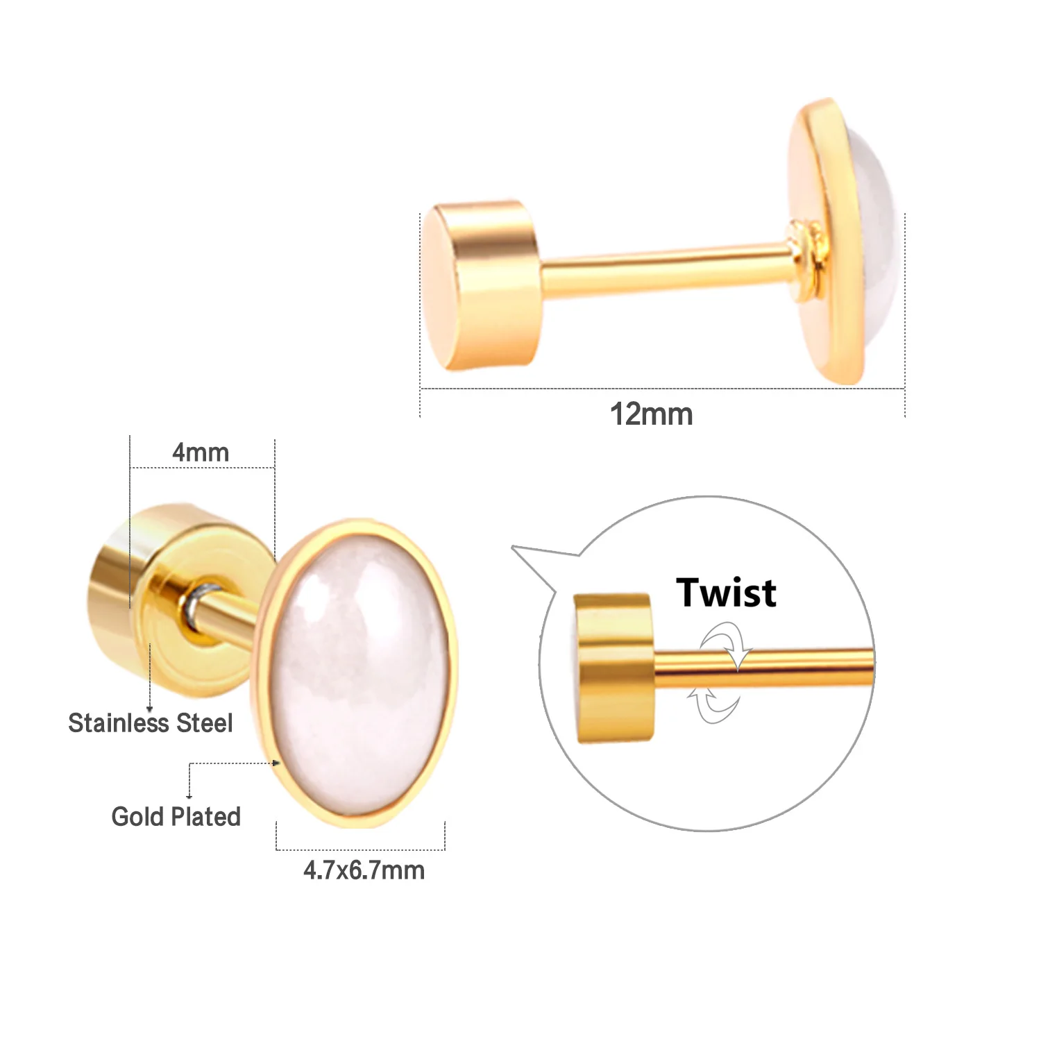 LUXUSTEEL Stainless Steel Oval Earring Fashion Jewelry Brinco Party Pendientes Mujer Gold Color Plus Earring Wholesale Bijoux