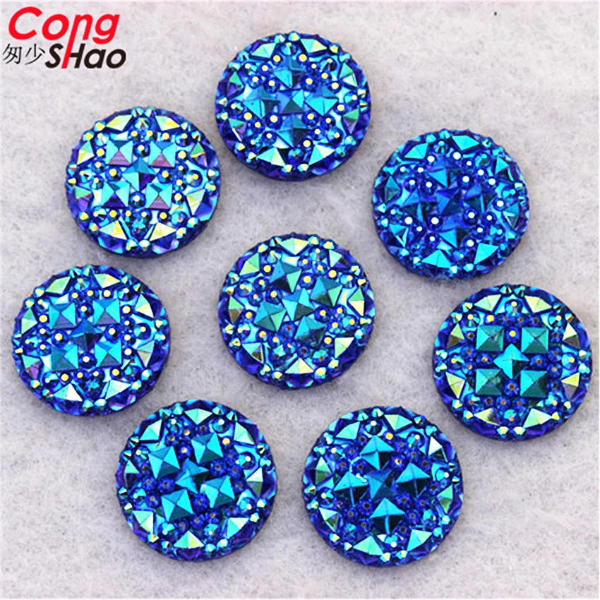 Cong Shao 18mm 50pcs AB Colorful Round Stones And Crystals Flat Back Resin Rhinestone Applique DIY Costume Accessories ZZ34