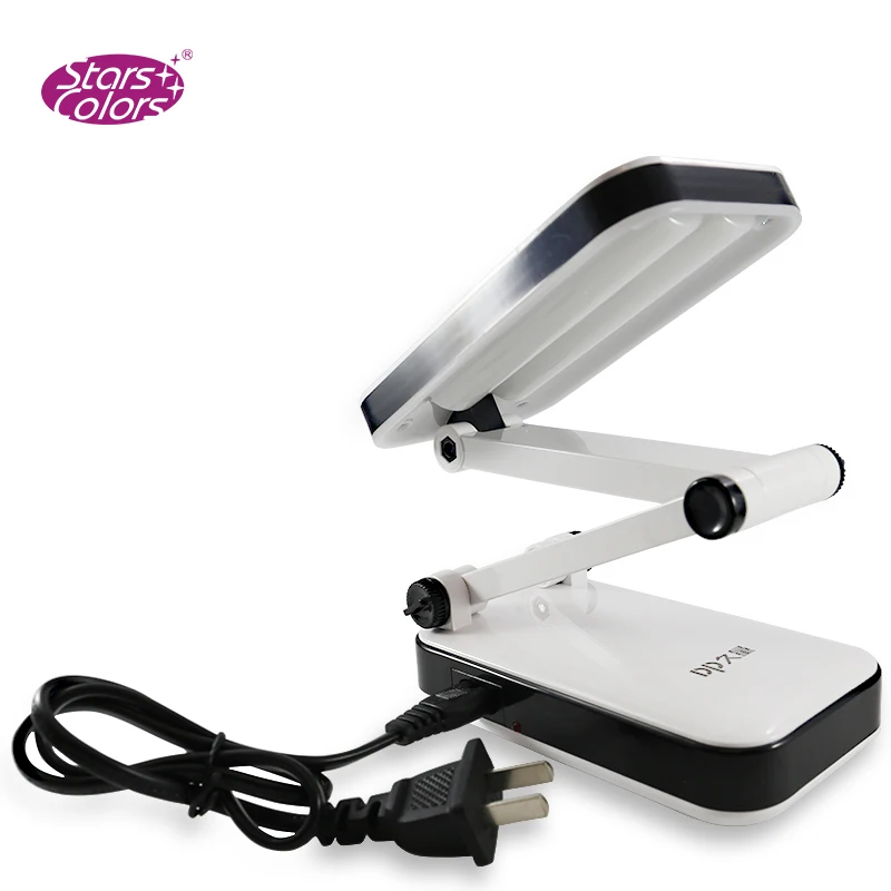 (90~240V / 2-Flat-Pin Plug) Foldable Rechargeable White Light Desk Lamp Eyelash Extension Flexible Eyelash LED Light