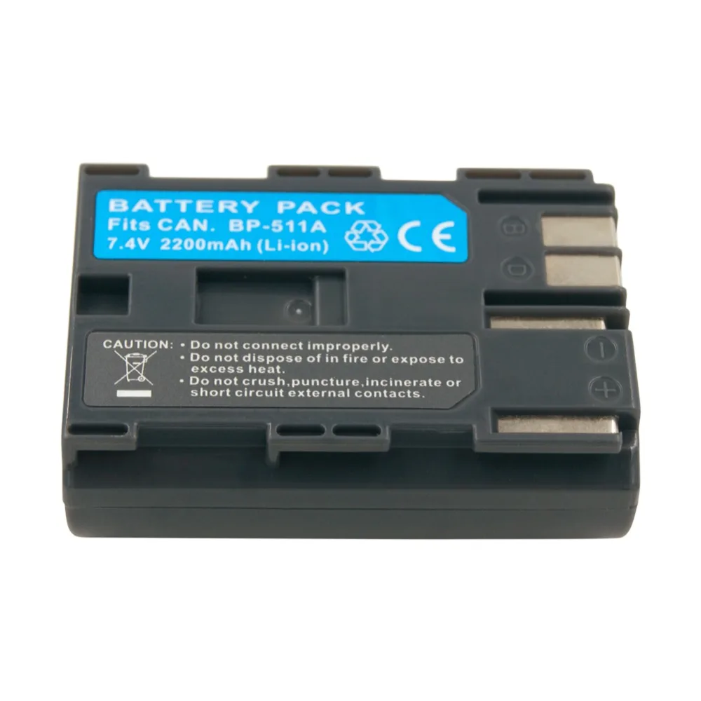 BP-511 BP-511A Rechargeable Battery 7.4V 2200mAh BP511 BP511A for Canon eos 300d 40d 50d 60d Powershot  G1 G2 G3 BP 511 batteria