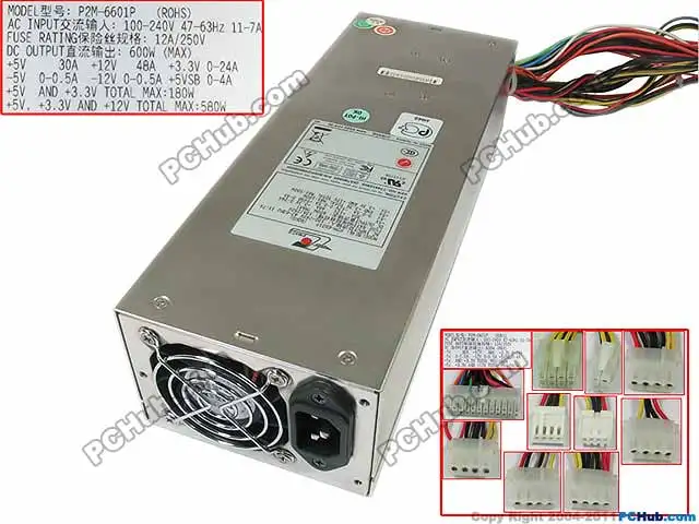 

P2M-6601P Server - Power Supply 600W 2U Power Supply Server 100-240V 47-63Hz 11-7A