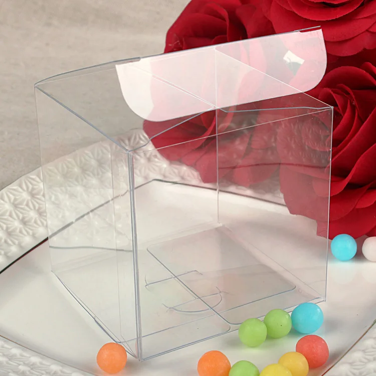 

500pcs 5.5x5.5x5.5cm Jewelry Gift Box Clear Boxes Plastic Box Transparent Storage Pvc Boxes Packaging Display Pvc Boxen For Wed