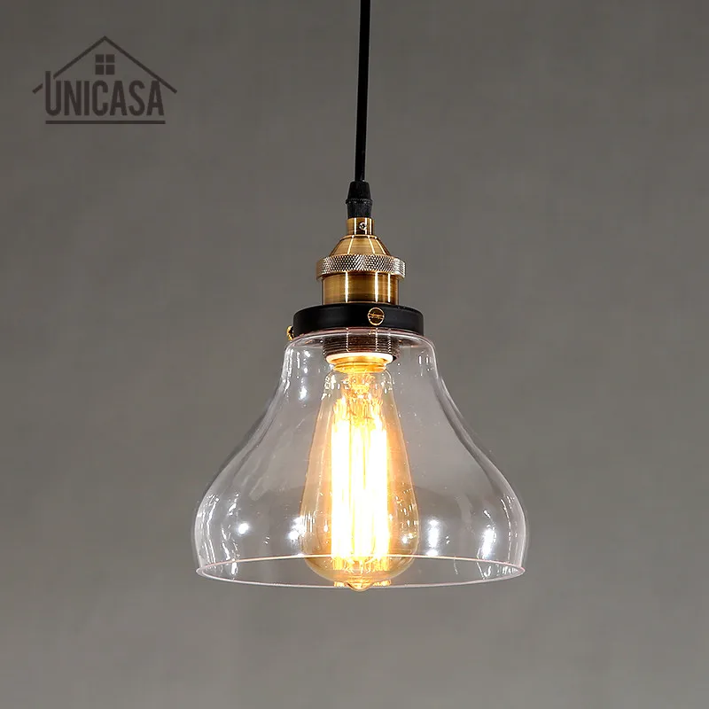 Clear Glass Modern Pendant Lights Industrial Lighting Fixtures Kitchen Island Office Bar Hotel Antique Mini Pendant Ceiling Lamp