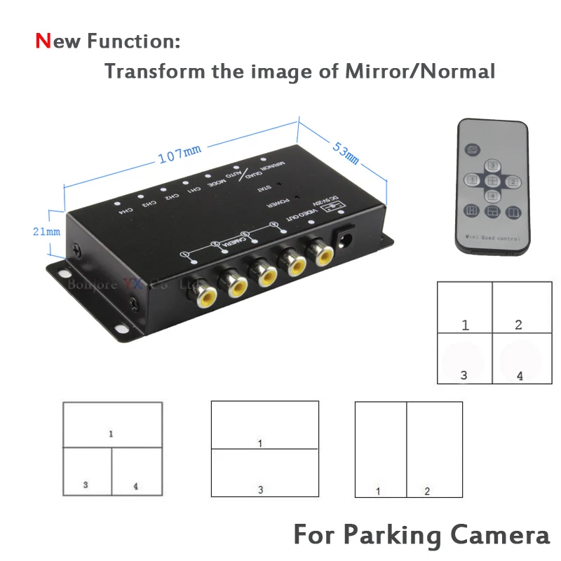 

Koorinwoo Control Box Four Channels Available for Car Rear view Camera Video Automatic Switch Connecting Front Side Rear Cameras