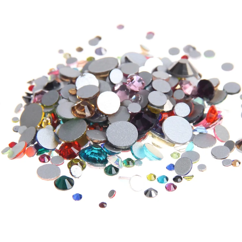 Super Shiny Non Hotfix Glass Rhinestones Assorted 1440pcs ss6 1.9-2.1mm Mixed Colors Flat Back Glue On Crystal Diamonds Gems Diy