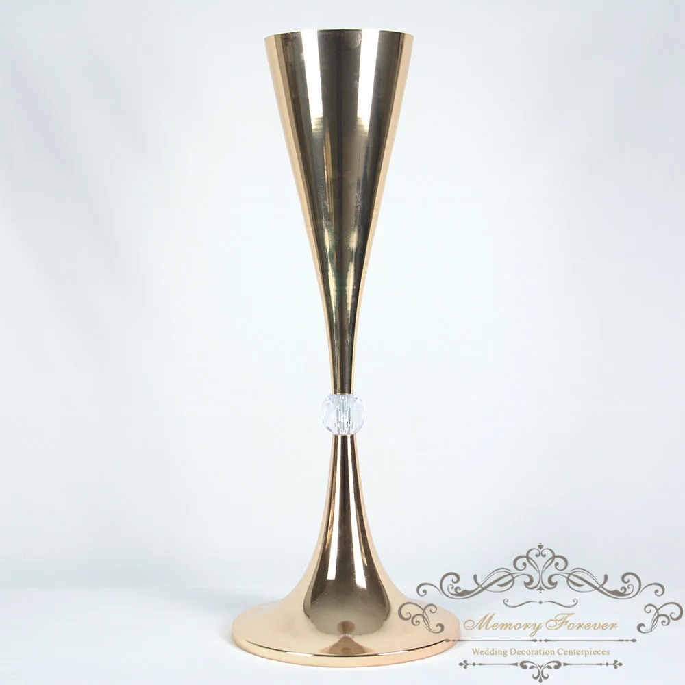 64cm Tall Gold Silver Wedding Flower Vase Crystal Bling Table Centerpiece Sparkling Wedding Decoration Banquet Road Lead