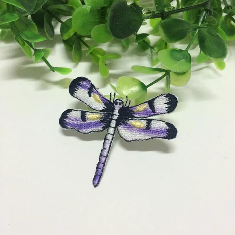 6pcs/lot Cheap Green Blue Purple Dragonfly Patches for Clothes Applique Iron On Butterfly Patch Clothing Sticker DIY Accessories