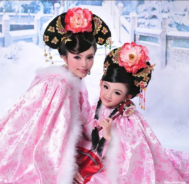 Qinyuanchun Children's Day Qing Dynasty Princess Parent-Child Costume Sets Winter Clothes Set Photography or Stage Clothing