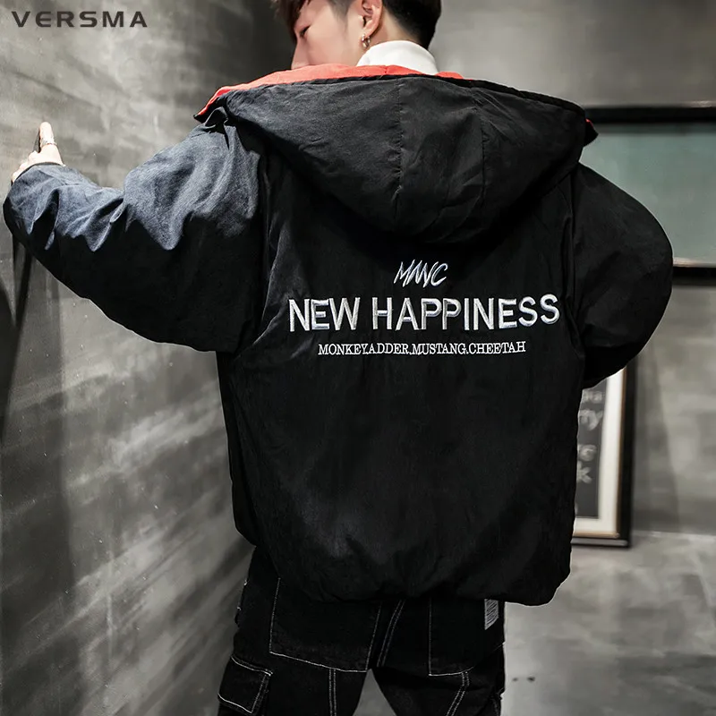 VERSMA 2018 Korean Winter Slim Fit Bat Sleeve Jacket Coat for Men Thick Parka Youth Russian Men Winter Parkas Jackets Coats 5XL