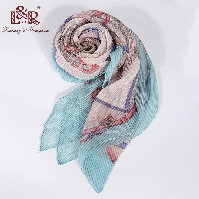 Summer Silk Scarfs for Women 2019 Chiffon Woman Shawls and Scarves For Beach Floral Crinkle Ployester Sunscreen Scarf Hijab