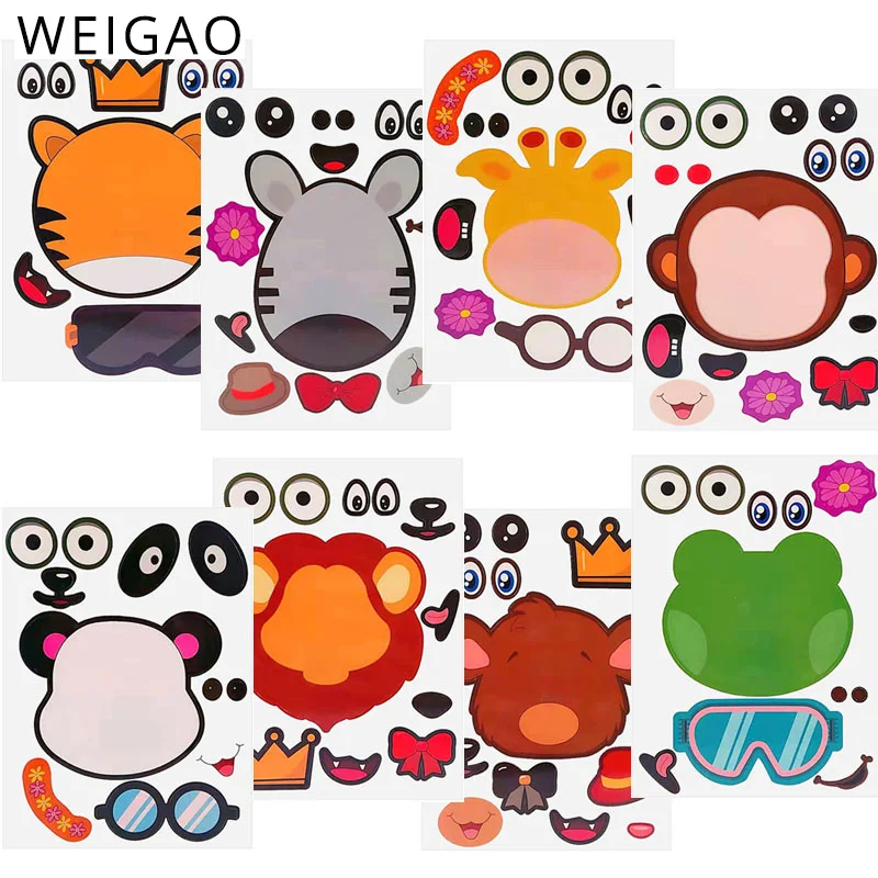 WEIGAO Pin the Eye Ear Nose on juegos de animales decoración de fiesta de cumpleaños para niños divertidos juegos de jungla suministros de regalos