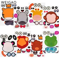 WEIGAO Pin the Eye Ear Nose on juegos de animales decoración de fiesta de cumpleaños para niños divertidos juegos de jungla suministros de regalos de cumpleaños para Safari