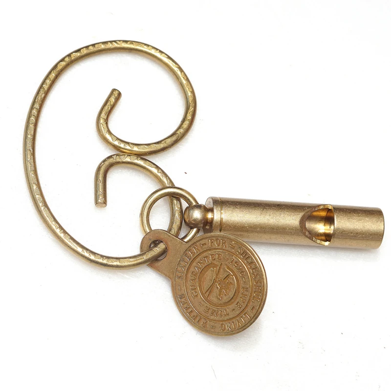 

EDC Brass Keychains Pure Copper Multi Tools Outdoor Whistle Retro Handmade Creative Key Ring Portable Buckle High Quality