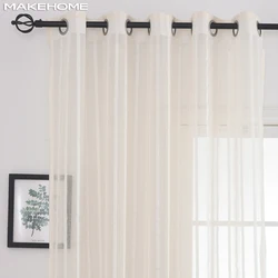 MAKEHOME Simple Style Vertical Stripe Sheer Tulle Curtains for Living Room Bedroom Voile Modern Tulle Window Blinds Drapes