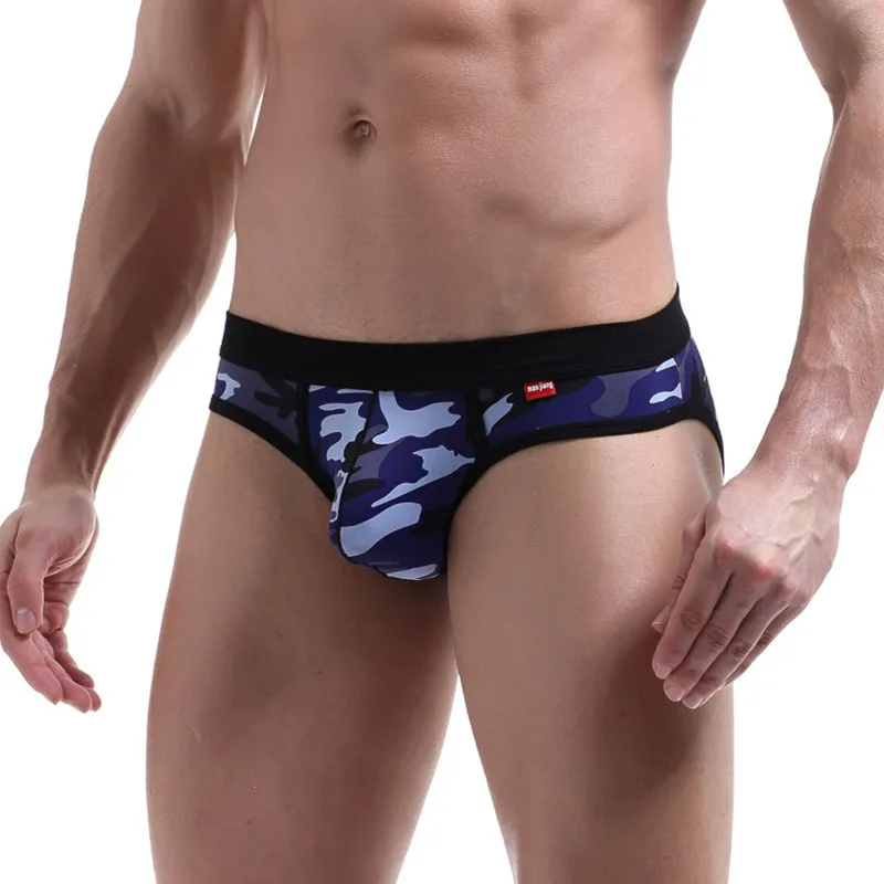 Calzoncillos de camuflaje para hombre, ropa interior Sexy, transpirable, cómoda, Cueca