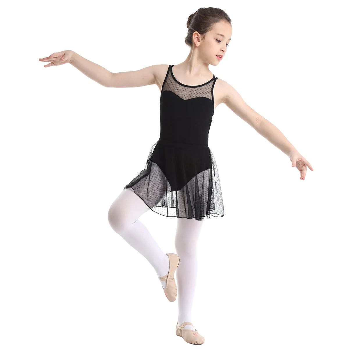 IIXPIN mädchen trikot ballett kleid Kinder Ärmel Splice criss-cross Zurück Ballett Dance Gymnastik Trikot mit Mesh Rock Outfit