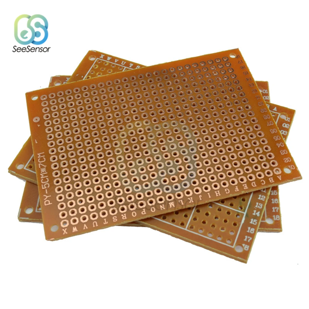 10Pcs scheda PCB universale su un lato 50x70mm 2.54mm passo foro fai da te prototipo di carta circuito stampato pannello 5x7 cm