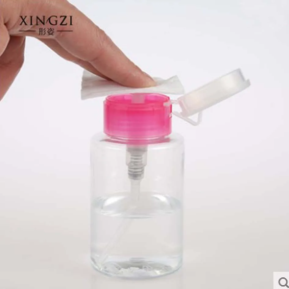 Free Shipping 20pcs/lot 100ml 180ml Empty Pump Dispenser Nail Polish Liquid Alcohol Remover Cleaner Bottle Art Equipment