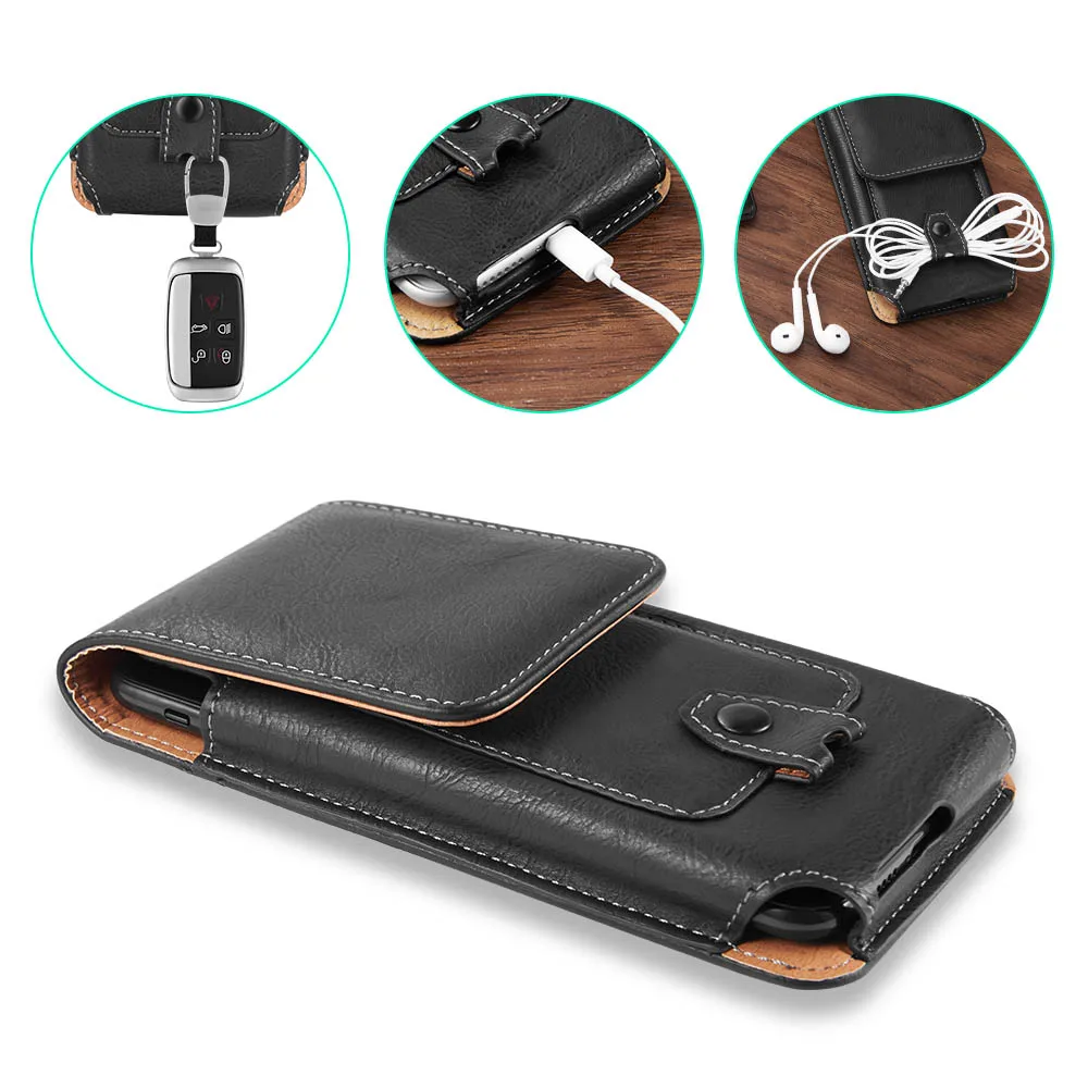 Classical Pouch Leather phone Case for iPhone 11Pro Max XS 7 8 Waist Bag Magnetic Holster Belt Clip Phone Cover for redmi 5Plus