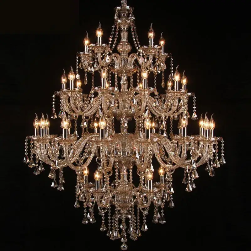 

Luxury Church Hall Crystal Chandelier led suspension Light for hotel Living Room Villa Dining room Staircase Long chandeliers