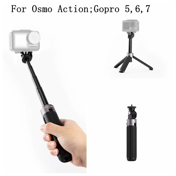 1/4 Screw Fixed Selfie Stick Extension Rod Tripod Aluminum Alloy Pole For DJI OSMO Action Gopro 5 6 7 8  360 Camera Accessories