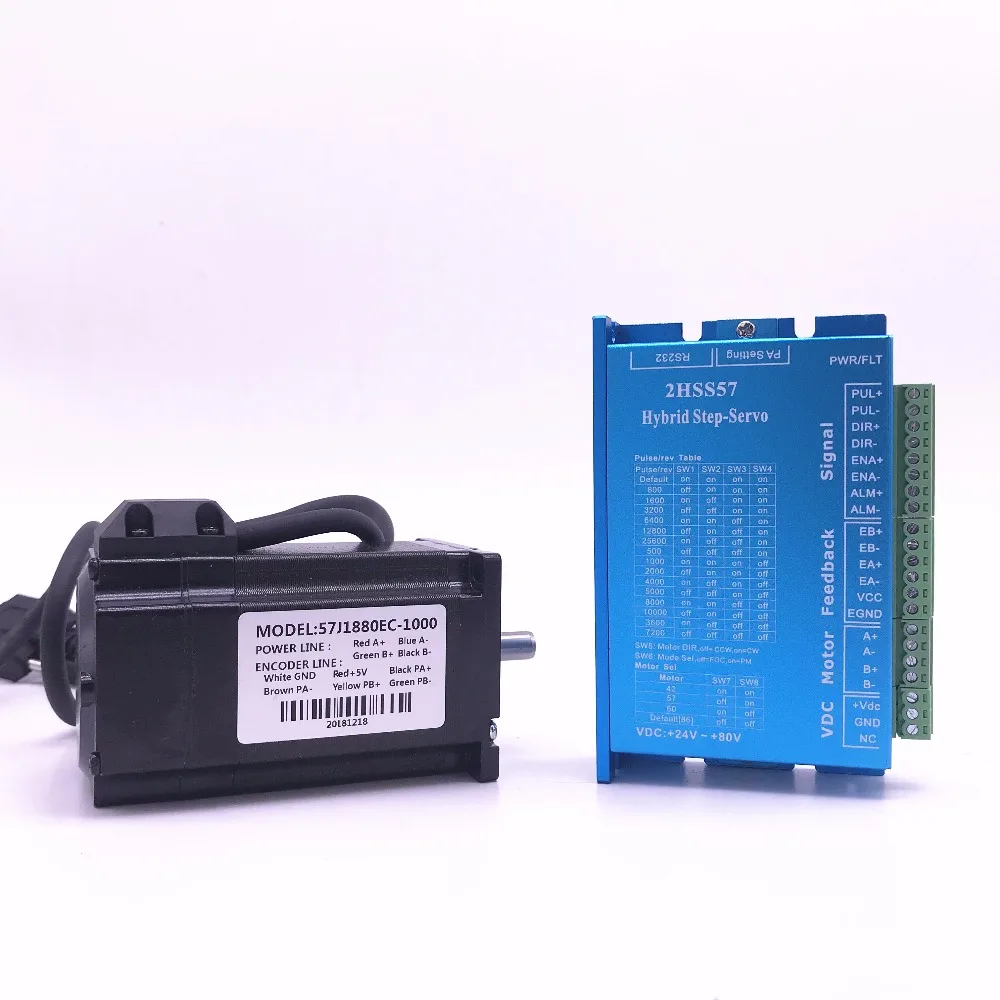 57J1880EC-1000+2HSS57 57 Closed-loop Nema23 step motor 2.0N.m Nema 23 Hybird closed loop 2-phase stepper motor driver