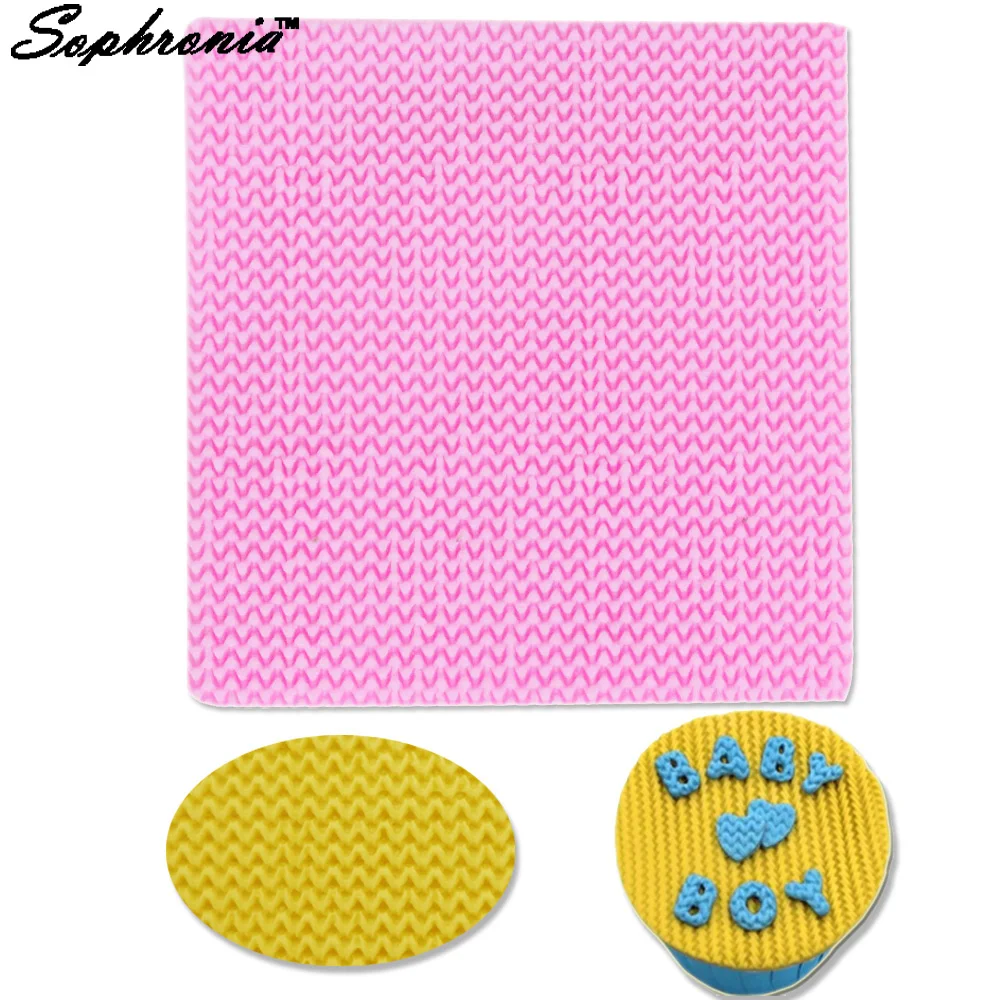 Sophronia DIY Silicone Molds Needle Knitting Wool Texture Fondant Cake Decorating Cake Border Craft Baking Moulds M480