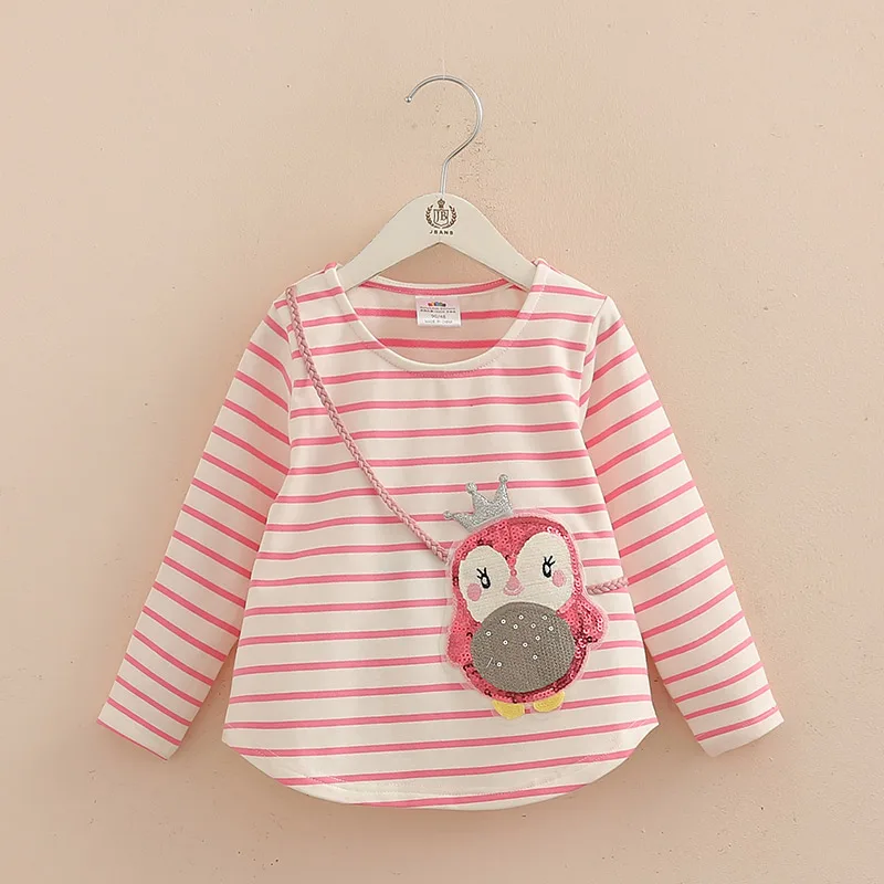 2024 Hot Sale Spring Autumn 2 3 4 6 8 10 Years Kids Clothes Long Sleeve O-Neck Strip Girl Long Sleeve T-Shirt