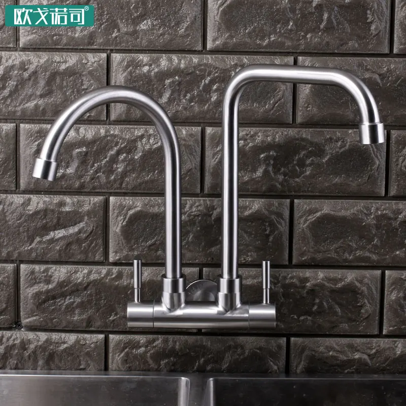 

Use for double sinks double head double handle kitchen faucets sink tap 304 stainless steel