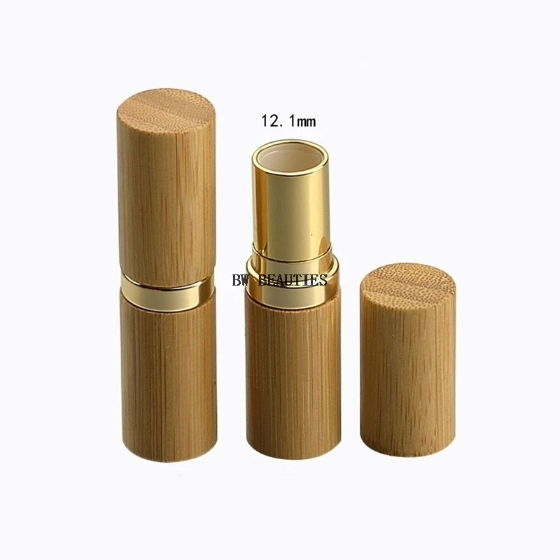

500Pcs/Lot 12.1mm Classical Bamboo Gold Lipstick Tube DIY Empty Lip Balm Cosmetic Subpackag Container Natural