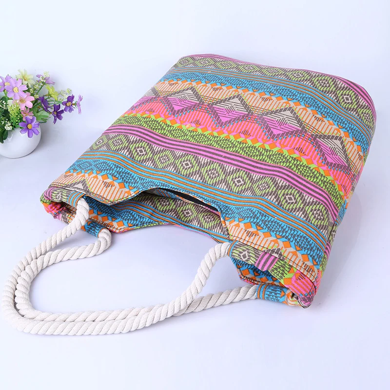 Casual Summer Beach Women Bag Lunch bag Hot Sale Fashion High Quality Canvas Striped Handbags Shoulder Bag