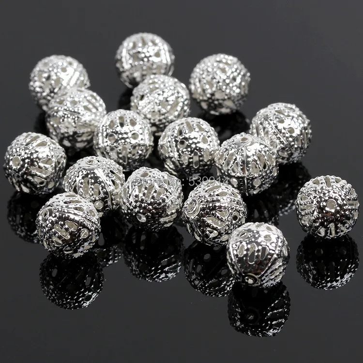 

8mm Silver Plated Hollow Flower Spacer Beads 200pcs/lot