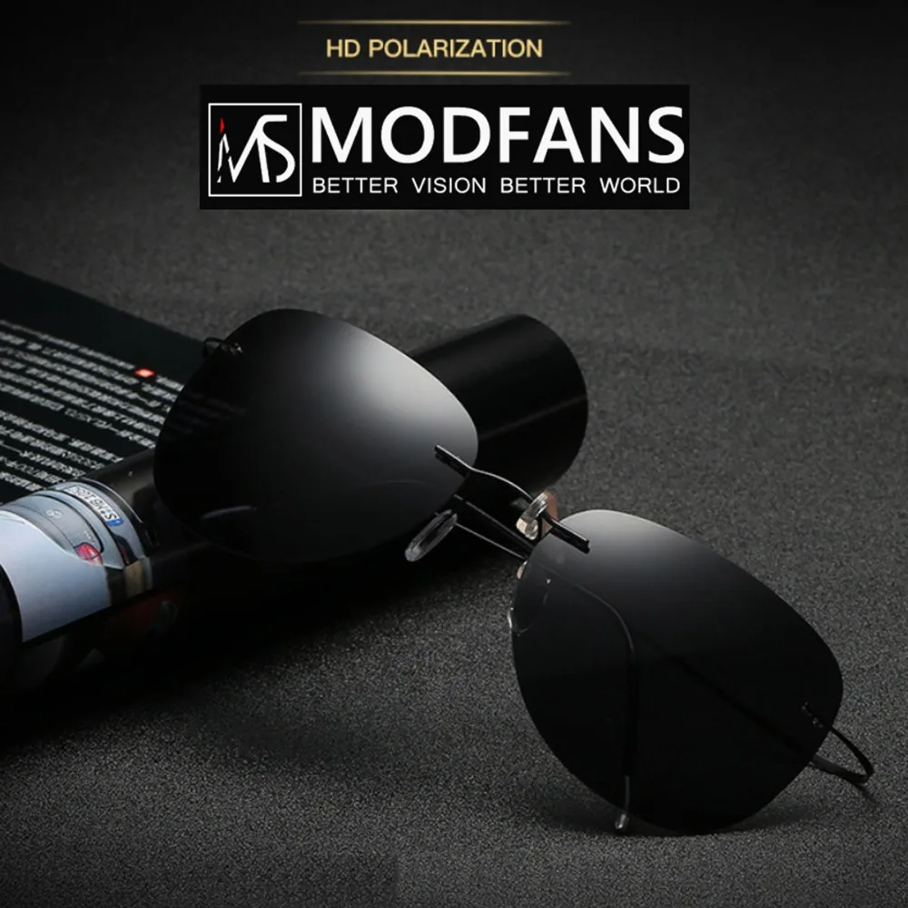 Rimless Polarized Sunglasses Night Vision Glasses Ultralight Frameless Aviation Goggles for Men and Women Titanium Alloy