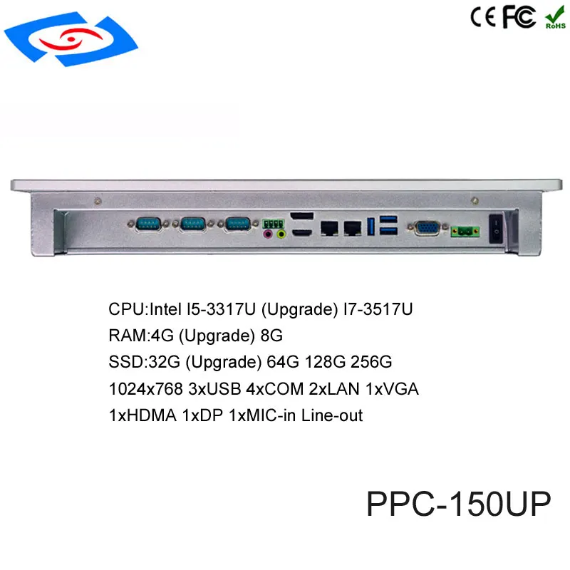 High Quality 15 inch Embedded Mini Fanless Industrial Panel PC With With 1xVGA 1xHDM 2xLAN Support WiFi/4G/LTE Application KTV