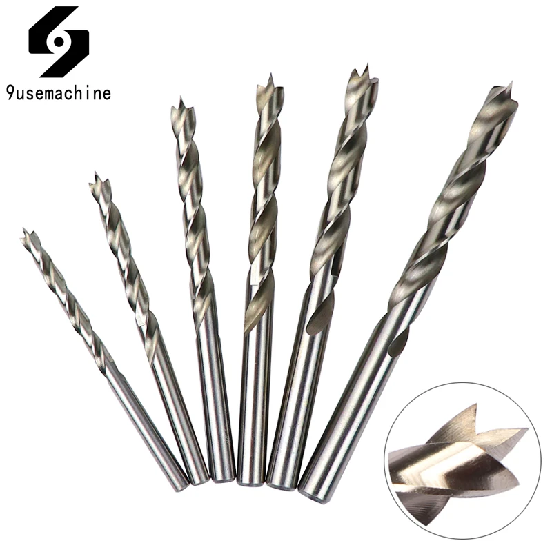 Three-sharp Drill Bit 5/6/7/8/9/10mm HSS Grinding Drill Bit For Wood Core Drill Hole Carpenter Woodworking Drilling Tools