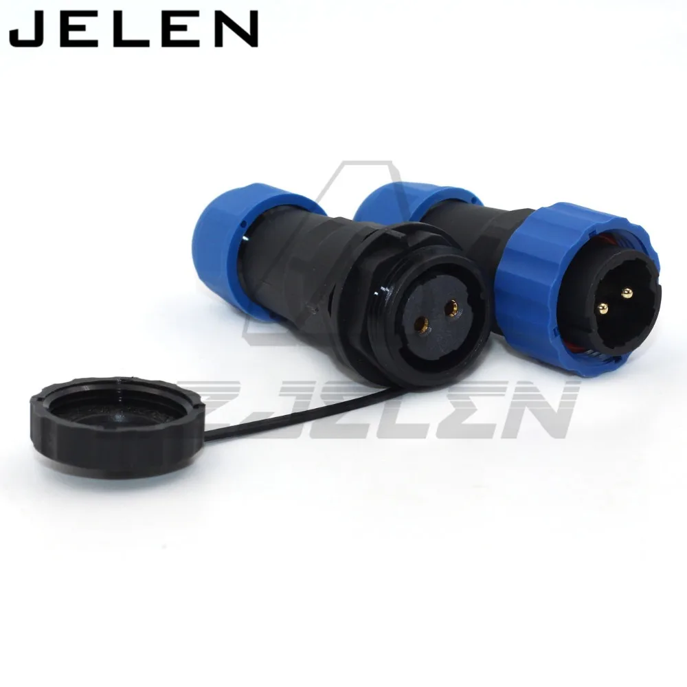 SD20 waterproof connector 2pin industrial power cable connector  pancl cutout 20mm Current Rating 25A