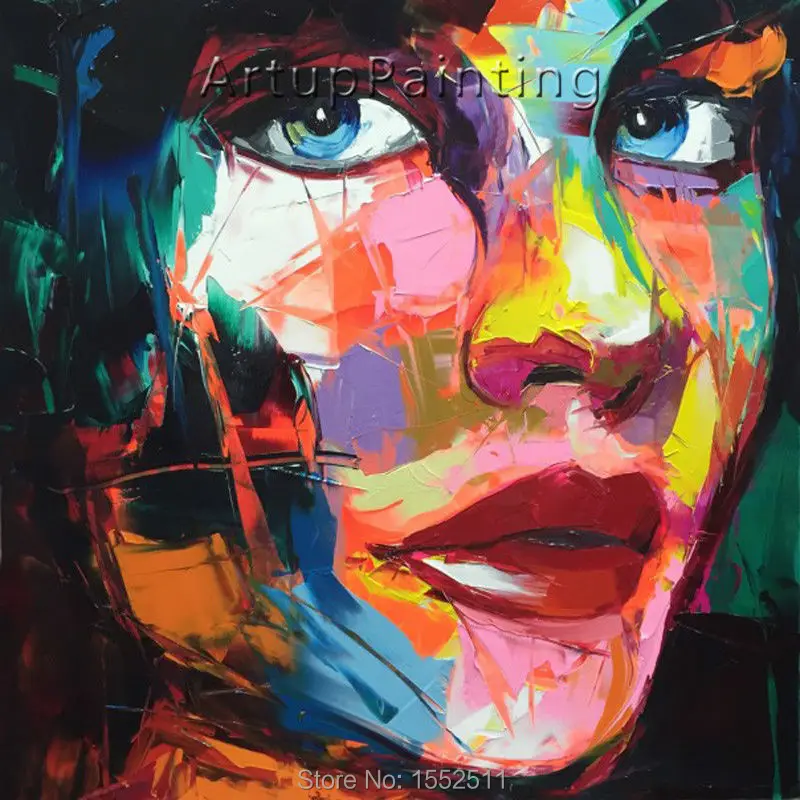 

Palette knife painting portrait Palette knife Face Oil painting Impasto figure on canvas Hand painted Francoise Nielly 16-42