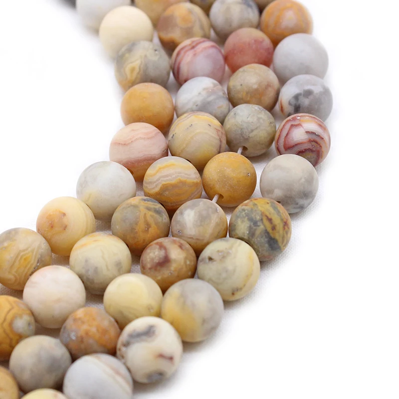 Natural Matte Beads yellow Gem Round Loose Stone Spacer Beads for DIY Necklace Bracelet Jewelry Making Size 4 6 8 10 12