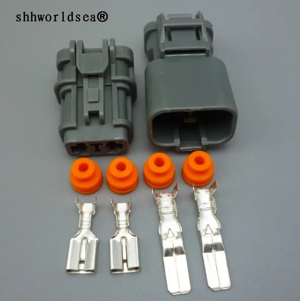 shhworldsea 2p 6.3mm Female Male Kit Auto 2 Pin Electrical Plug Cable Pin Header Connector 7123-6423-30