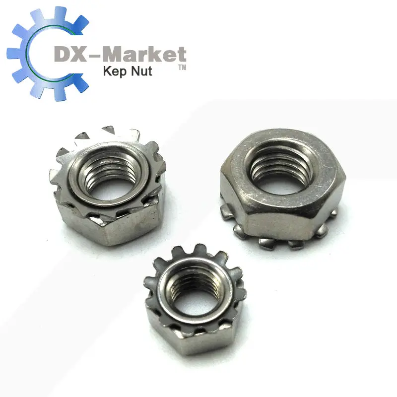 60pcs 12 kinds size ,  4# 6# 8# 10# 1/4 M3 M4 M5 M6 M8 M10 , kepnut hex serratedset , 304 Stainless Steel K Nuts  ,B014