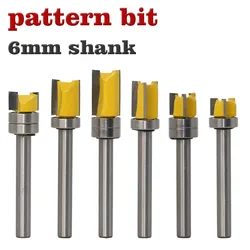 1 pz cuscinetto Flush Trim Router Bit per legno 6mm Shank straight bit tungsteno lavorazione del legno fresa strumento