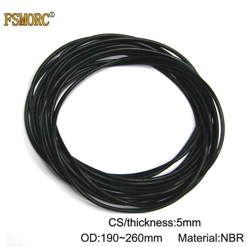 10pcs OD 190 195 200 205 210 215 220 225 230 235 240 245 250 255 260mm*5mm Thickness NBR o ring sealing Rubber Gasket Mechanical