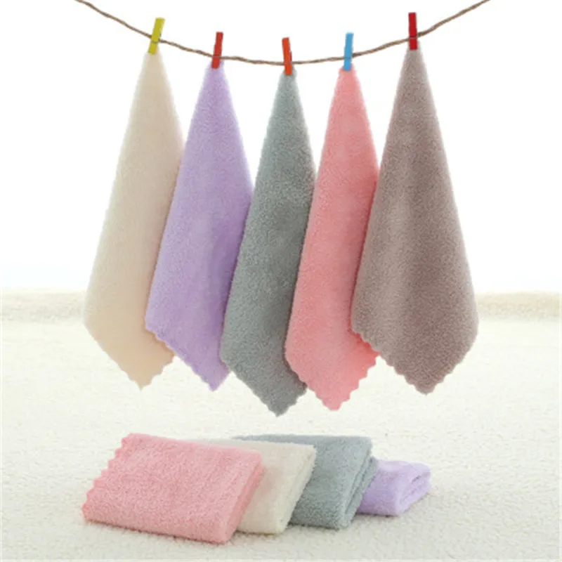 SBB 25*25cm solid fast dry Coral Hand Towel Kerchief wholesale Home Cleaning kitchen hangs the towel clean the bibulous towel