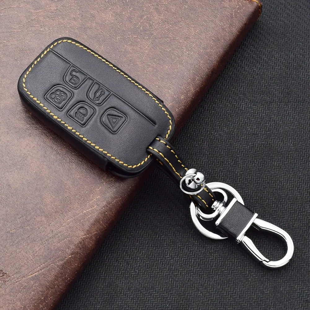 Leder Auto Schlüssel Abdeckung Fernbedienung Fobs Schutz Fall Zubehör Für Land Rover LR4 Discovery LR2 Range Rover Sport Evoq Vogue Jaguar – Detail 5