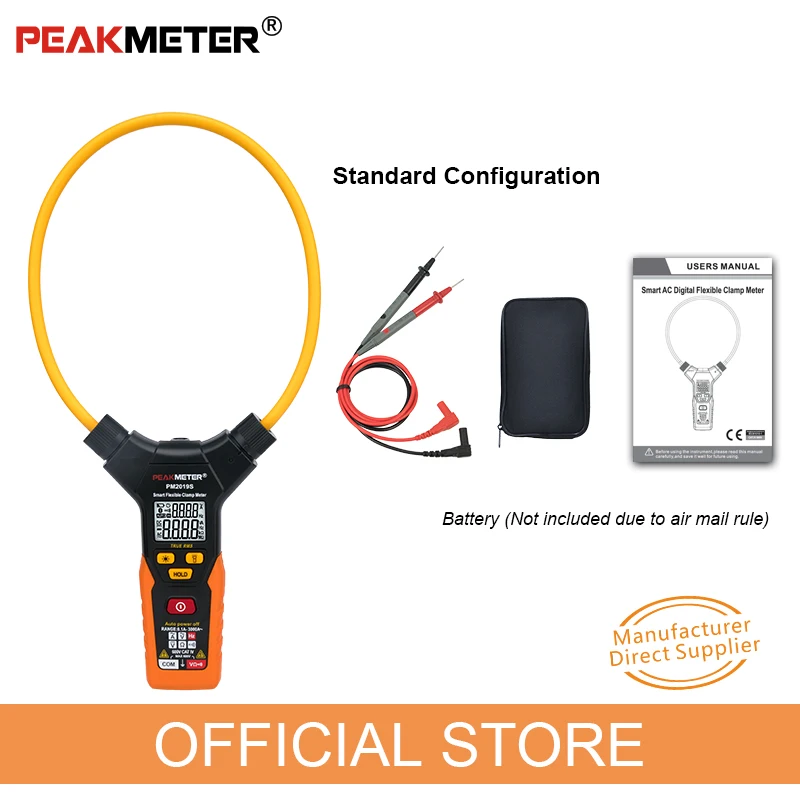 OFFICIAL PEAKMETER PM2019S Smart AC Digital Flexible Clamp Meter Multimeter Handheld  Voltage Current Resistance Frequency